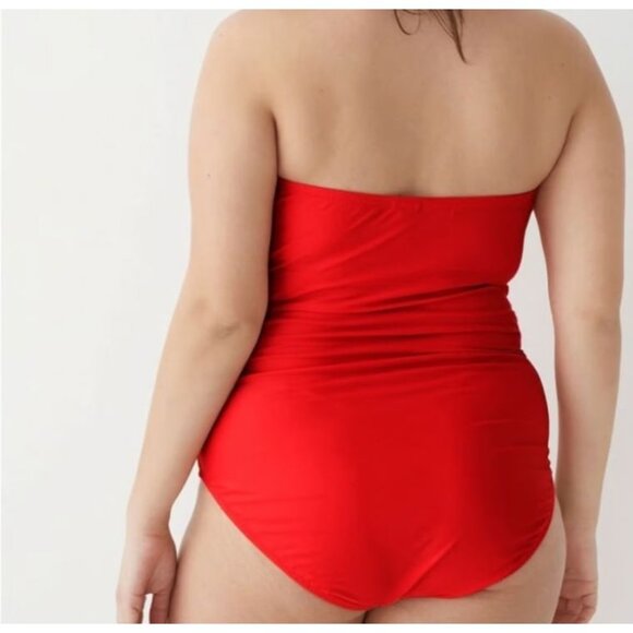 NEW J.Crew Ruched Bandeau One-Piece Swimsuit‎ Removable Strap/Padding Size 24 - Picture 2 of 4
